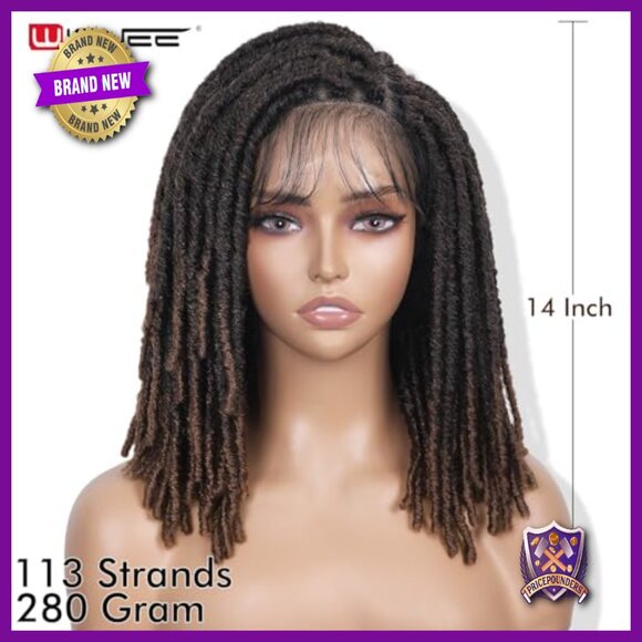 Short Braided Faux Locs Wig 14 Inch Full Lace Front Heat Resistant main image 4